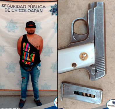 Detienen a sujeto en Chicoloapan por portación ilegal de arma de fuego