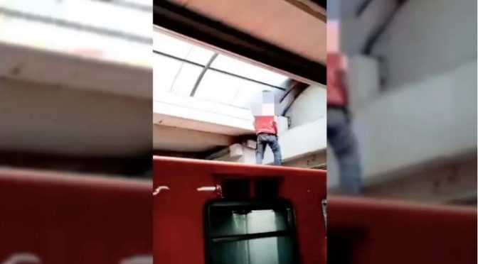 Sujeto sube al techo de un vagón del STC Metro; lo detienen