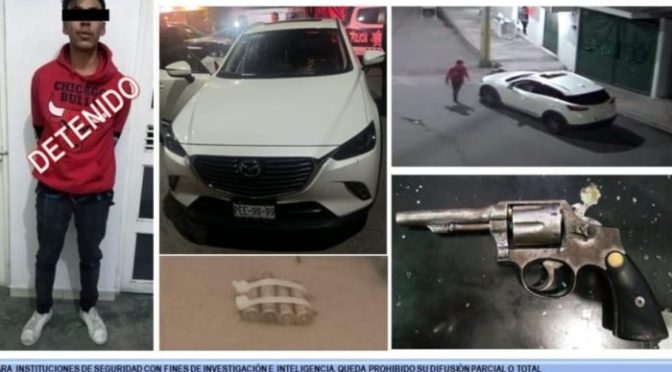 Detienen a ratero en Texcoco por robo de auto con violencia