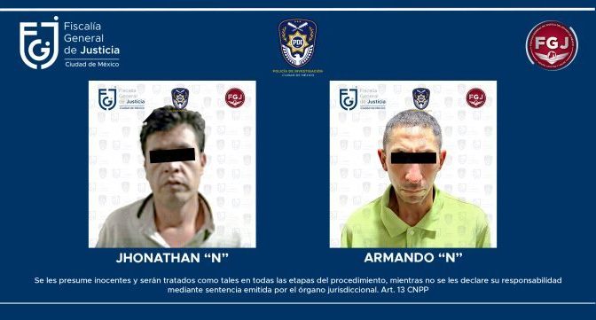 FGJCDMX, en colaboración con la FGJEM, aprehende a dos sujetos por la probable comisión del delito de secuestro exprés en Texcoco